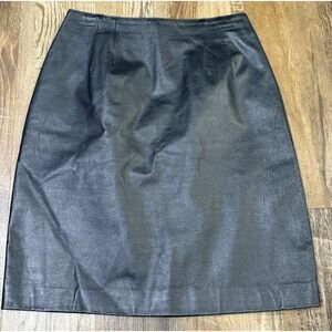 VTG Bagatelle Leather Pencil  Skirt SZ 8 Black High Waisted Zip Closure Lined